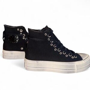 New Chuck Taylor Hi Rise Punk Platform Sz 6.5 Converse Goth Rivets